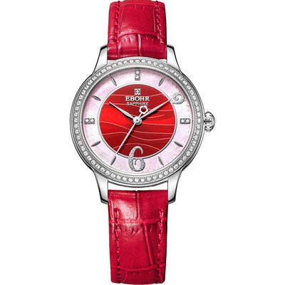 

According to wave EBOHR watch colorful series of fashion mother plum blue comfortable belt quartz female watch 50370146