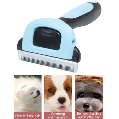 

Pet Grooming Brush Comb Pet Hair Remover Cat Hair Shedding Tool with Stainless Steel Trimming Blade