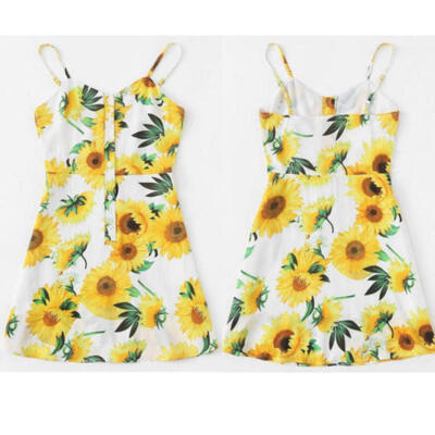 

Womens Boho Floral Chiffon Summer Party Evening Beach Short Mini Dress Sundress