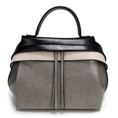 

Genuine Leather Handbags Women Contrast color High Quality Casual Female Bags Trunk Tote Brand Shoulder Bag Ladies Large Bolsos