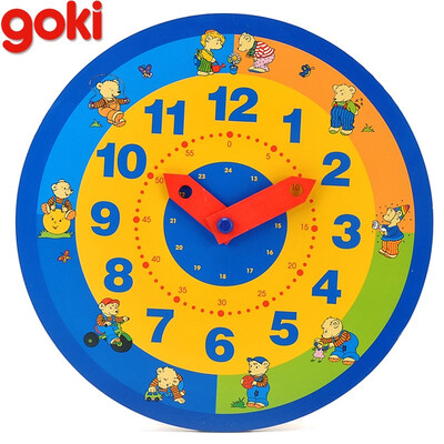 

goki wooden traditional toys Clock bears Mini Bead Frames Floating ball press&shake figures Top with pull out string