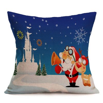 

UpperX Vintage Christmas Cartoon Smowman Penguin Sofa Bed Home Decoration Festival Pillow Case Cushion Cover Christmas Castle