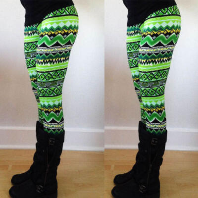 

Women Slim Pencil Pants Geometric Stretchy Print Casual Leggings Skinny Leggings