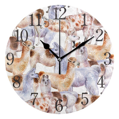 

Wall Clock Llama Design Round Wall Clock Arabic Numerals Design