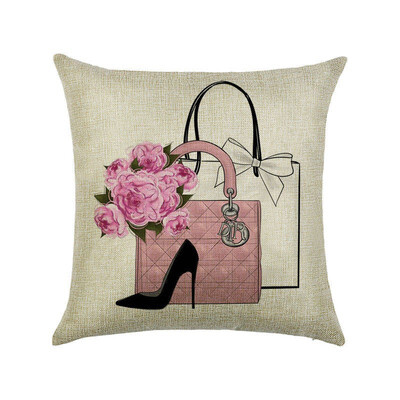 

Cushion cover 45cm45cm Womens shoes&cosmetics linencotton pillow case sofa cushion case square decorative pillow cover