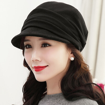 

Lan Shi Yu hat ladies autumn&winter Korean version of the beret wool cap casual solid color pile cap M04514 black