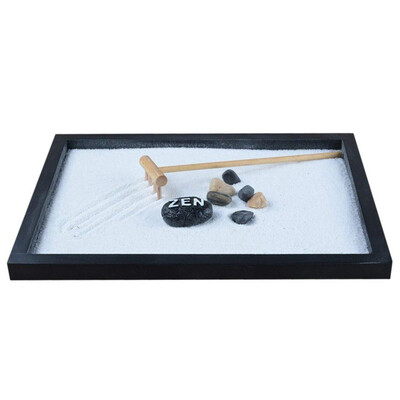 

UpperX Japanese Karesansui Mini Zen Table Garden with Rattle Pebbles&Sand Decoration Home Office - 215 x 17 x 26 cm