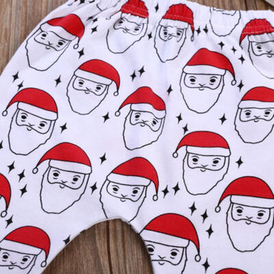 

UK Newborn Baby Boy Girl Christmas Santa Claus Tops Pants 2PCS Outfits Clothes