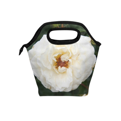

White Flower Lunch Bag Tote Bag Travel Picnic Organizer Lunch Holder Handbags Lunch Bag Box