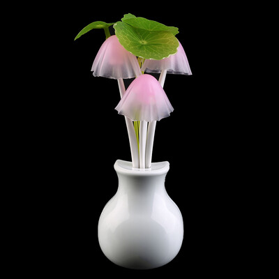 

Colorful LED Sensor Mushroom Lotus Light Bedroom Night Lamp Home US Plug