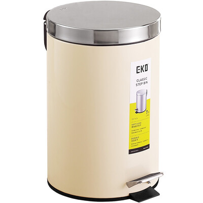 

EKO trash cans stainless steel mute foot clamshell trash cans 9624NP beige 7L