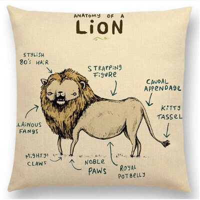 

Funny Animals Anatomy Flamingo Fox Dachshund Giraffe Hedgehog Lion Pug Squirrel Cushion Cover Sofa Throw Pillow Case