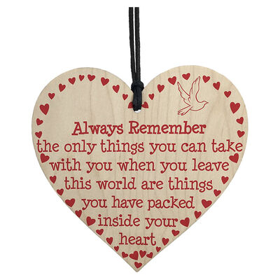 

UpperX Memorial Remembrance Gift - Inspiration Motivation Gift Hanging Wood Heart Sign Heaven Plaque