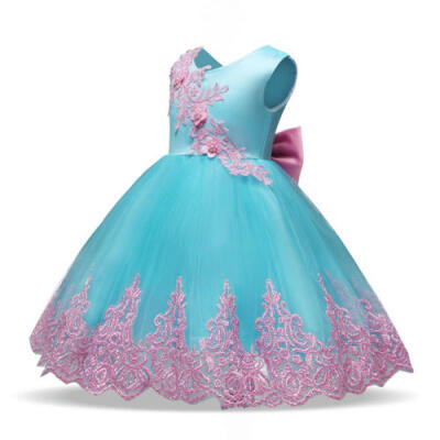 

Baby Kids Girl Party Bow Princess Dress Flower Wedding Bridesmaid Formal Dresses