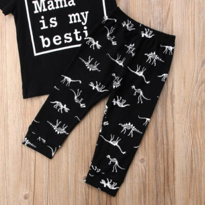 

Newborn Kids Baby Boys Short Sleeve Tops Cartoon Dinosaur Pants Legging Outfits