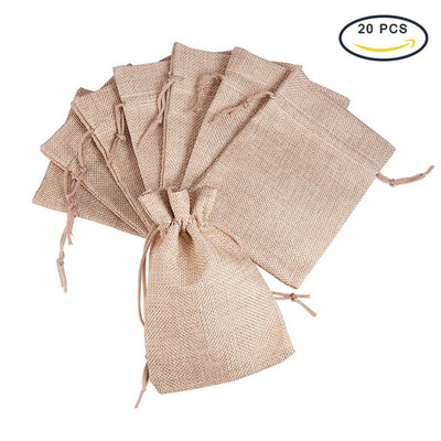 

PH PANDAHALL 20 pcs Tan Burlap Bags Drawstring Gift Bags Favour Bags Pouches