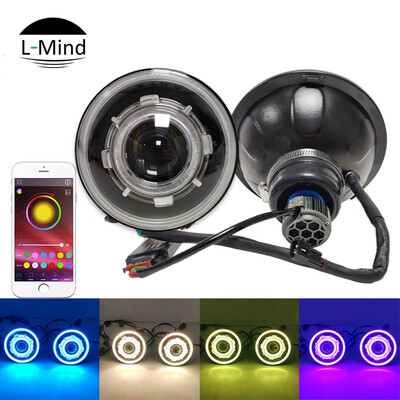 

12V 24V Accessories LED Headlamp Halo Round 7 Inch RGB Headlight for Jeep Wrangler