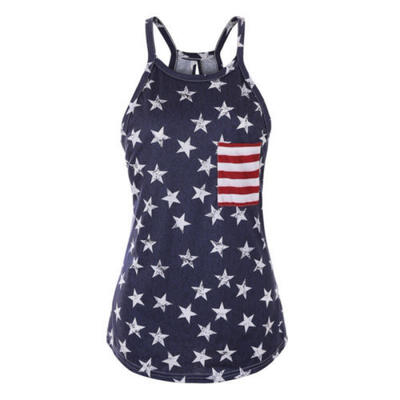

New Womens tank tops crop Women Cotton female Sleeveless American Flag Summer