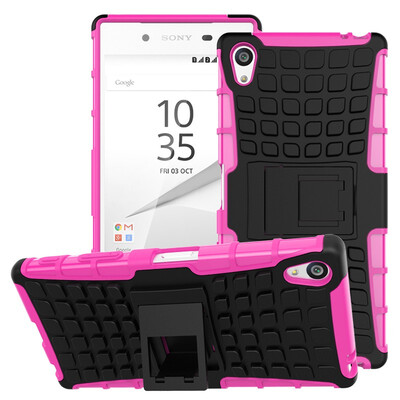 

Fivice Sony Z5 premiumZ5 PLUS Case TPU anti-fall tire pattern back clip bracket phone case