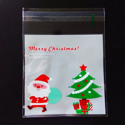 

UpperX 100 pcs Sachets Pouches Santa&Christmas tree packing bag for Cookies Biscuits Candy