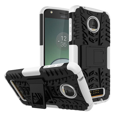 

Fivice Motorola Moto Z Play Case TPU anti-fall tire pattern back clip bracket phone case