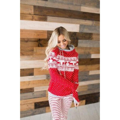 

AU Women Xmas Hoodie Sweatshirt Sweater Christmas Winter Hooded Jumper Tops S-XL