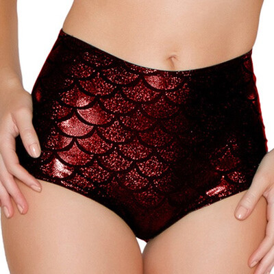 

Women Sexy Lingerie High Waist Mermaid Scale Bikini Briefs Beach Panties Pole Dance Shorts