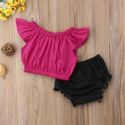 

Kids Baby Girl Tank Top Off Shoulder Tassel Hot Pants Shorts Outfits Clothes Set