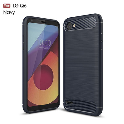 

Fivice LG Q6Q6 PLUS case Luxury brushed carbon fiber TPU soft shell