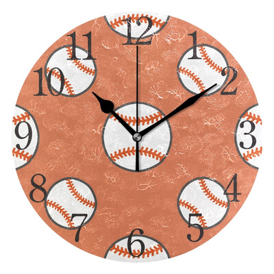 

Wall Clock Baseball Softball Sport Round Wall Clock Arabic Numerals Design