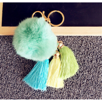 

MyMei Touch Soft Rabbit Fur Ball PomPom Car Cell Phone Pendant Handbag Key Chain Ring