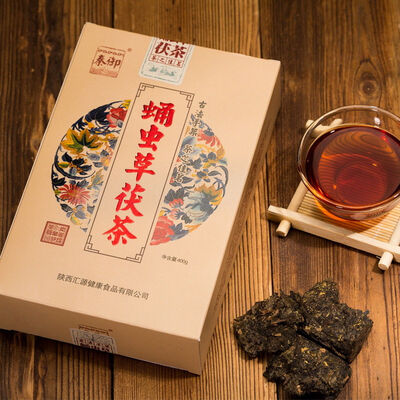 

Golden Flowers Jinhua Fu Zhuan Dark Tea Brick with Cordycepin 400g