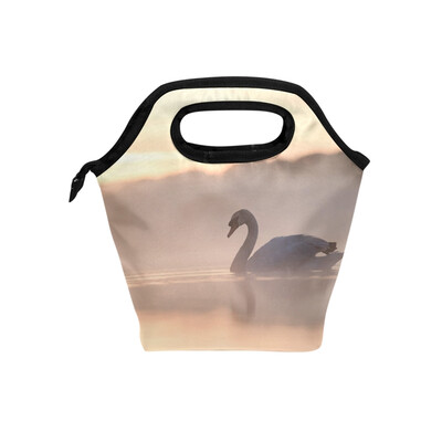 

Insulated Lunch Tote Bag Swan Travel Picnic Lunch Handbags Portable Zipper Lunch Bag Box