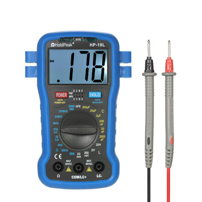 

HoldPeak Backlight LCD Digital LCR Multimeter Resistance Capacitance Inductance Transistor hFE Test Tester Meter with Wrist Strap