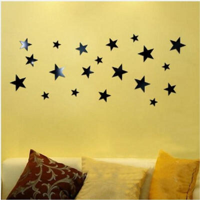 

3D Mirror Wall Sticker 20 Star DIY Art Mural Home Room Decor Acrylic Decals