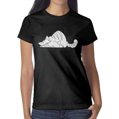 

Women Lazy cat Big cat Cotton T-Shirt Short-Sleeve Lovely tee
