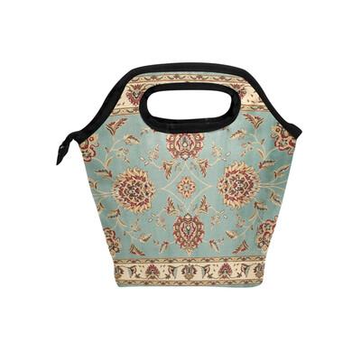 

Insulated Lunch Tote Bag Retro Flower Travel Picnic Lunch Handbags Portable Zipper Lunch Bag Box