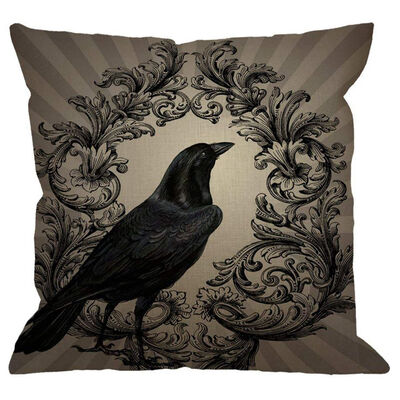 

UpperX Vintage Crow Black Flower Linen Square Cushion Cover Standard Pillowcase for Home Decorative Sofa Armchair18X18inch