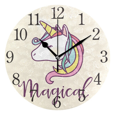 

Wall Clock Magical Unicorn Round Wall Clock Arabic Numerals Design