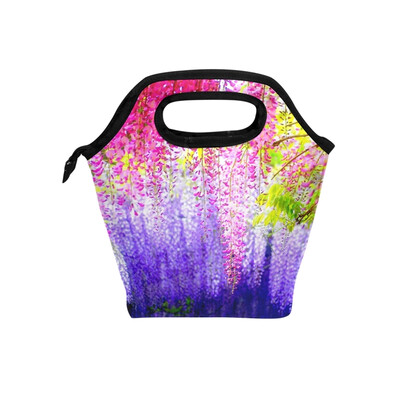 

Insulated Lunch Tote Bag Colorful Leaves Travel Picnic Lunch Handbags Portable Zipper Lunch Bag Box