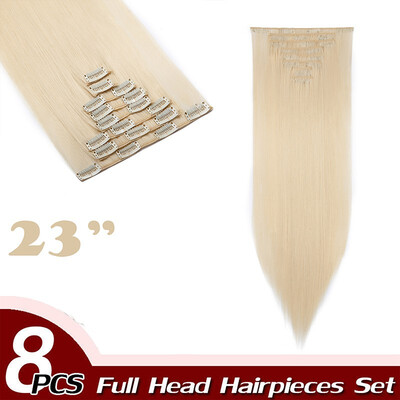 

Curly Full Head Clip Synthetic in Hair Extensions 8 Piece 18 Clips Hairpiece Long Wave for Women