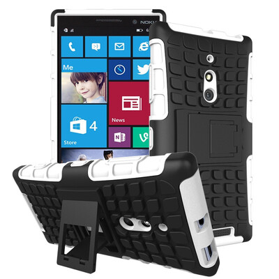 

Fivice Nokia Lumia 830 Case TPU anti-fall tire pattern back clip bracket phone case