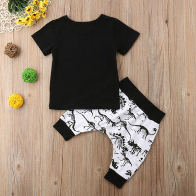 

US Stock Toddler Kids Baby Boys Girls Dinosaur T-shirt Tops Short Pants Outfits