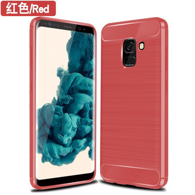 

Fivice Samsung Galaxy A8 2018 case Brushed carbon fiber silicone anti-fall soft shell phone case