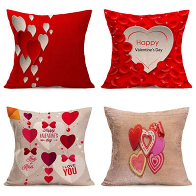 

UpperX Happy Valentine Pillow Cover Christmas Snowman Decor Sofa Waist Throw Cushion Cover Home Decor Square4 pack Photo Color