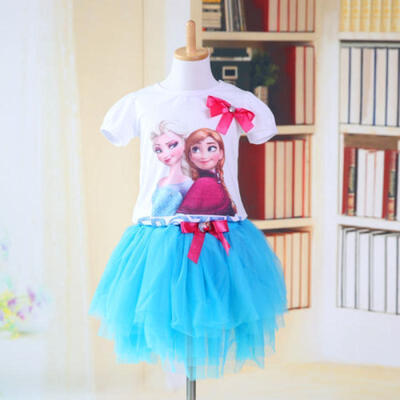 

Frozen Kids Baby Girl Elsa Anna TopsTutu Skirts Dress 2pcs Outfits Set Clothes