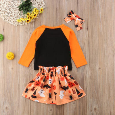 

2Pcs Newborn Baby Girl Halloween Ghost Shirt Tops Bowknot Dress Outfits Clothes