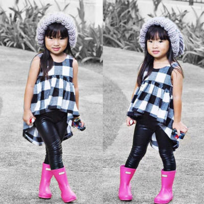 

Kids Baby Girls Princess Plaid Sleeveless Dress Sundress Summer Clothes Outfits