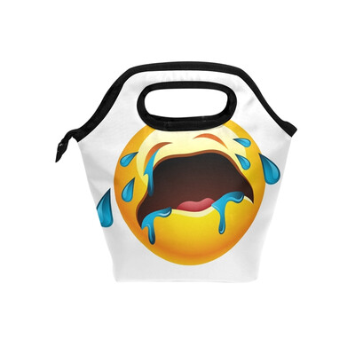 

Lunch Bag Crying Emoji Expression Tote Travel Picnic Insulated Handbags Portable Zipper Lunch Bag Box
