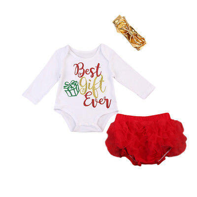 

3Pcs Newborn Baby Girl Best Gift Romper Top Tutu Pants 3Pcs Outfits Set Clothes